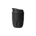 Custom branded 260ml stainless steel travel coffee cup with flip lidin black, bulk corporate drinkware Australia by Wumble