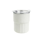 Custom branded 300ml stainless steel straw cup in cream with straw and lid, bulk corporate drinkware Australia by Wumble Merch