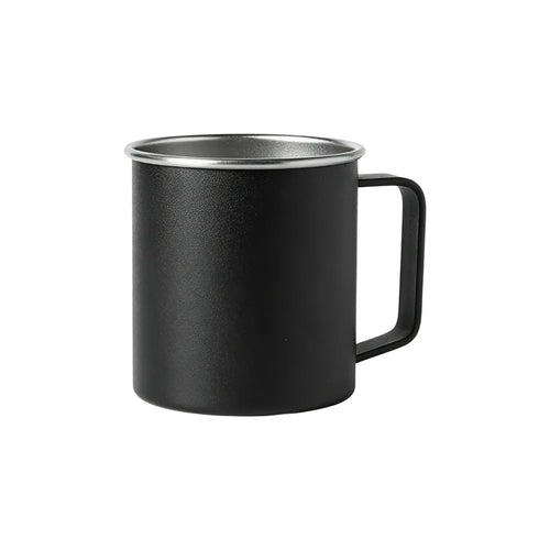 Custom branded 350ml stainless steel camp mug in white with handle, bulk corporate drinkware Australia by Wumble