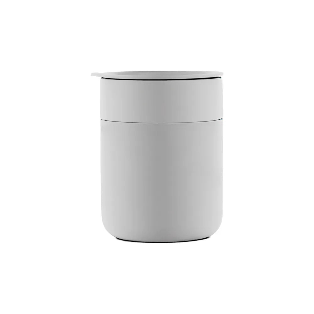 Custom branded 360ml ceramic coffee cup with silicone lid in moss green, bulk corporate drinkware Australia by Wumble