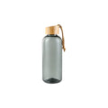 Custom branded 650ml RPET water bottle with bamboo lid and cord strap, sustainable bulk merch Australia by Wumble