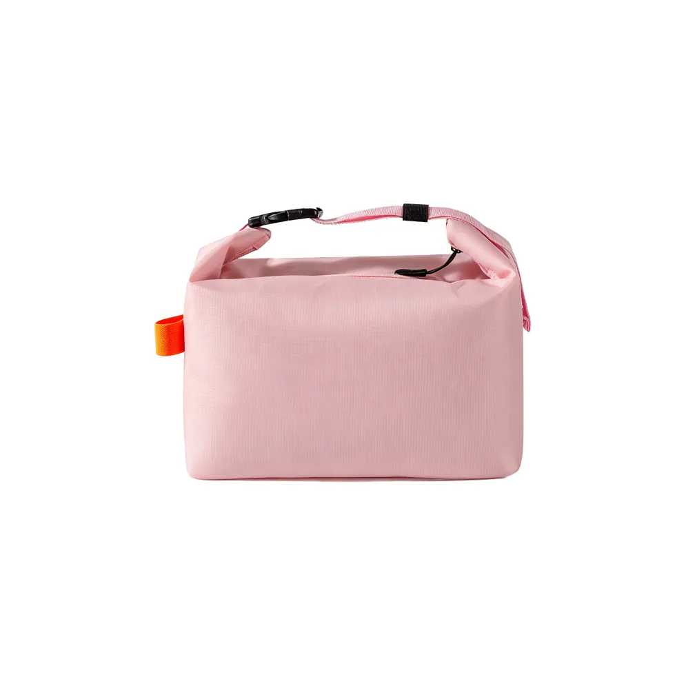 Custom branded pink buckle lunch bag in oxford fabric for employee welcome kit Australia