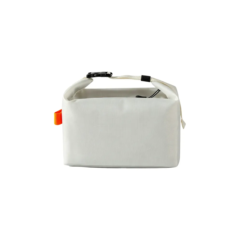 Custom branded off-white buckle lunch bag in oxford fabric for employee welcome kit Australia