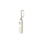 Custom branded carabiner handle folding umbrella in cream white, bulk corporate merch Australia by Wumble Merch