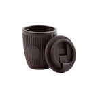 Custom branded coffee grounds eco travel cup 350ml with flip lid in brown, sustainable bulk merch Australia by Wumble