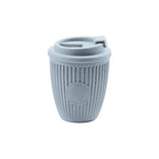 Custom branded coffee grounds eco travel cup 350ml with flip lid in mist blue, sustainable bulk merch Australia by Wumble