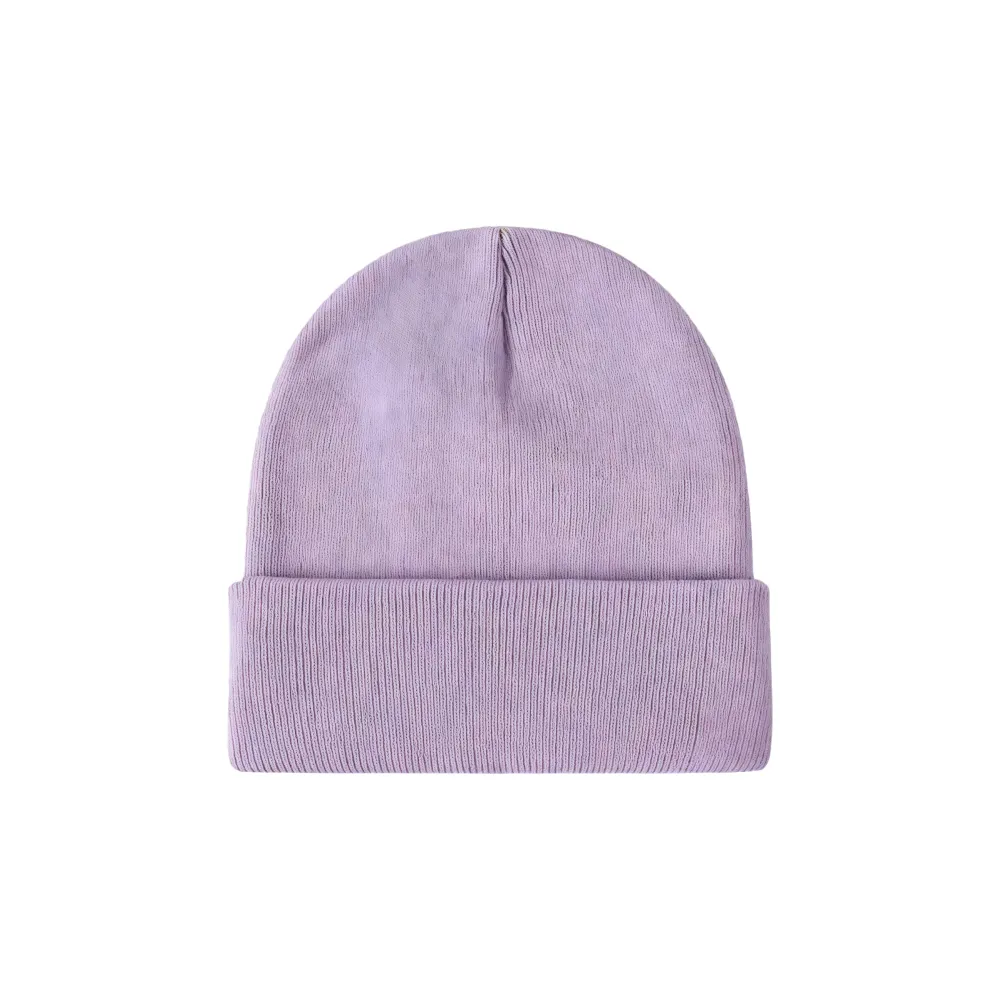 Custom cuffed knit beanie in taro purple – bulk branded winter merch by Wumble