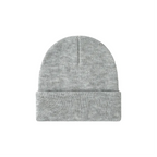 Custom cuffed knit beanie in light grey – bulk branded winter merch by Wumble