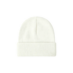 Custom cuffed knit beanie in white – bulk branded winter merch by Wumble