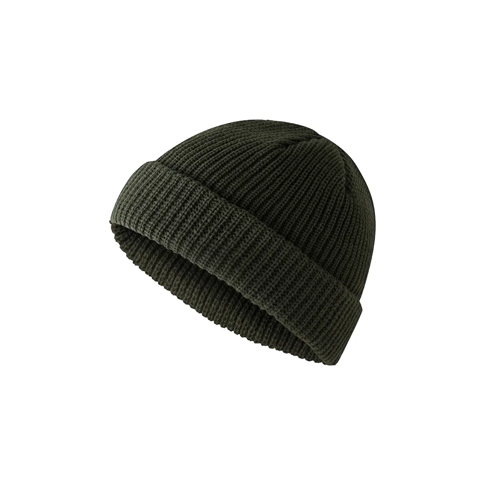 Custom fisherman knit beanie in black – bulk branded winter merch by Wumble