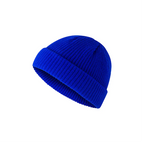 Custom fisherman knit beanie in blue – bulk branded winter merch by Wumble