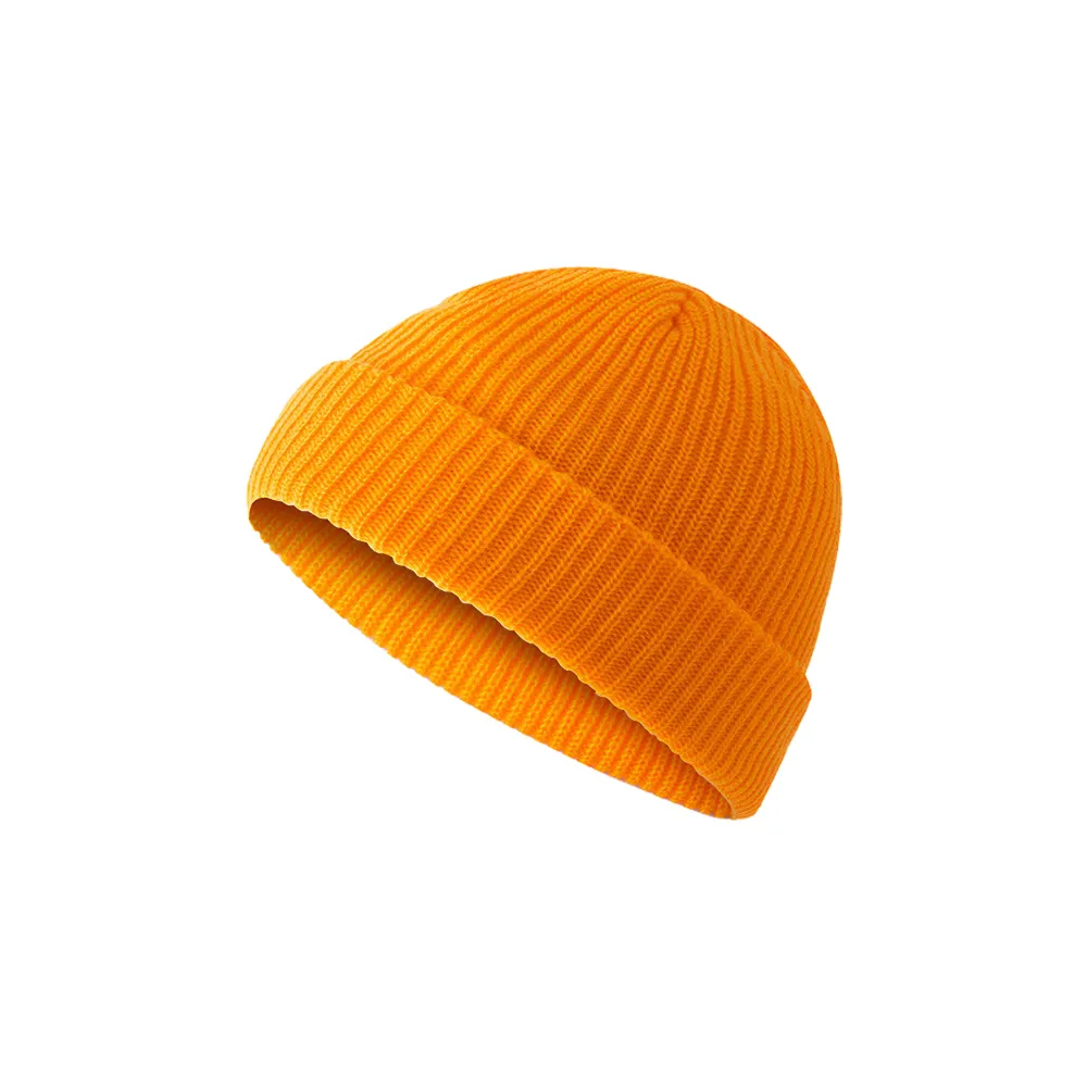 Custom fisherman knit beanie in orange – bulk branded winter merch by Wumble