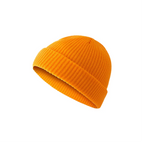 Custom fisherman knit beanie in orange – bulk branded winter merch by Wumble