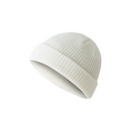 Custom fisherman knit beanie in white – bulk branded winter merch by Wumble