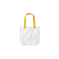 Custom branded large Tyvek tote bag in white with mustard yellow cotton handles, bulk eco event bag Australia by Wumble Merch