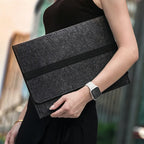 Custom branded recycled RPET felt laptop sleeve with elastic strap, sustainable bulk merch Australia by Wumble