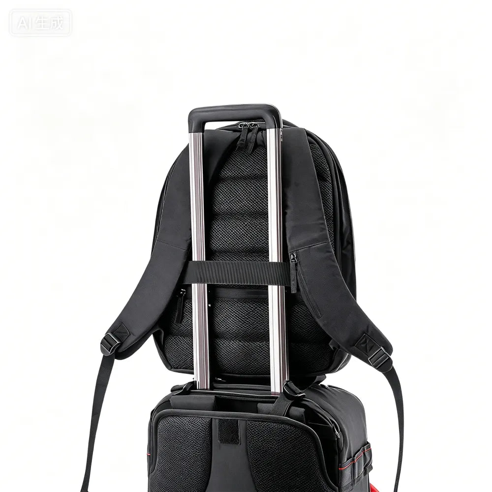 Close up of quilted exterior panels and Repreve recycled yarn texture on laptop backpack, eco corporate gift Australia by Wumble Merch