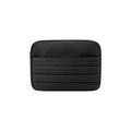 Custom branded Repreve recycled laptop sleeve in black with quilted exterior and zipper, sustainable bulk merch Australia by Wumble Merch