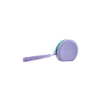 Custom laser engraved silicone wristlet pouch in purple with wrist strap, bulk branded merch Australia by Wumble