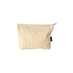 Custom branded zip pouch in beige, waterproof nylon, bulk merch Australia by Wumble