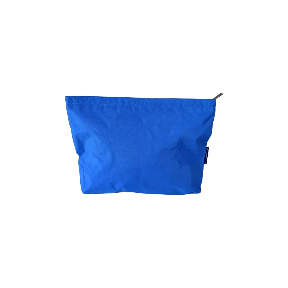 Custom branded zip pouch in blue, waterproof nylon, bulk merch Australia by Wumble