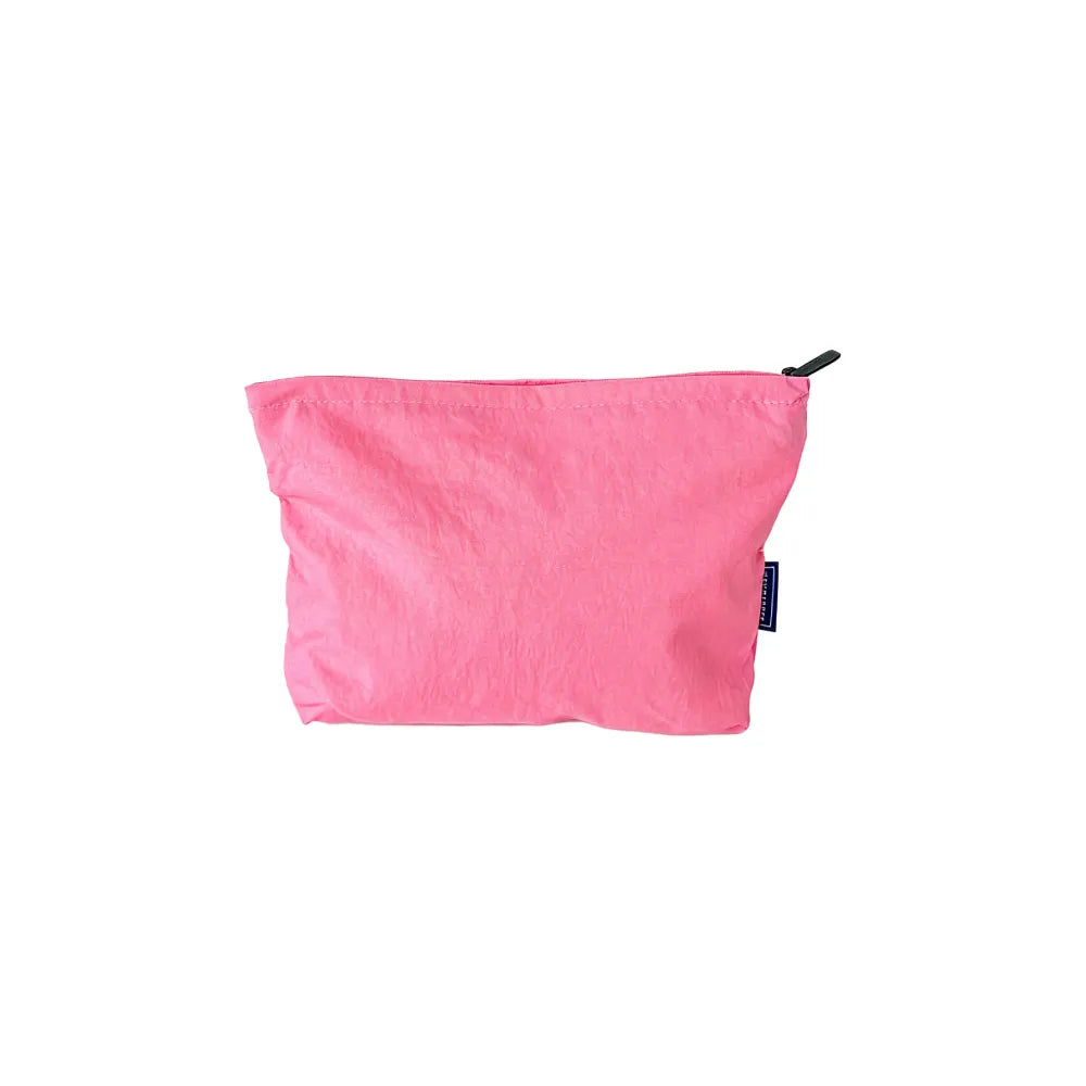 Custom branded zip pouch in pink, waterproof nylon, bulk merch Australia by Wumble