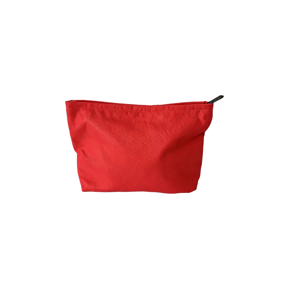 Custom branded zip pouch in red, waterproof nylon, bulk merch Australia by Wumble