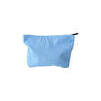 Custom branded zip pouch in sky blue, waterproof nylon, bulk merch Australia by Wumble